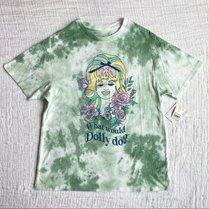 Size XS/S WHAT WOULD DOLLY DO? T-Shirt Green Tie-dye